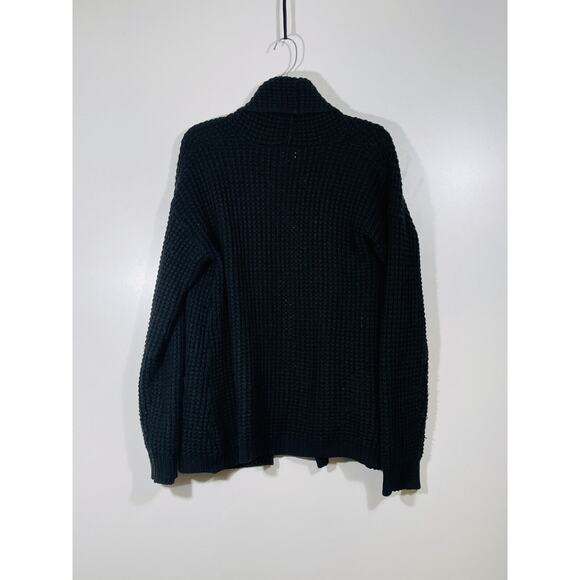A New Day‎ Black Chenille Knit Cardigan Sweater Sz Large Open Draped 2 Pockets - Picture 5 of 11